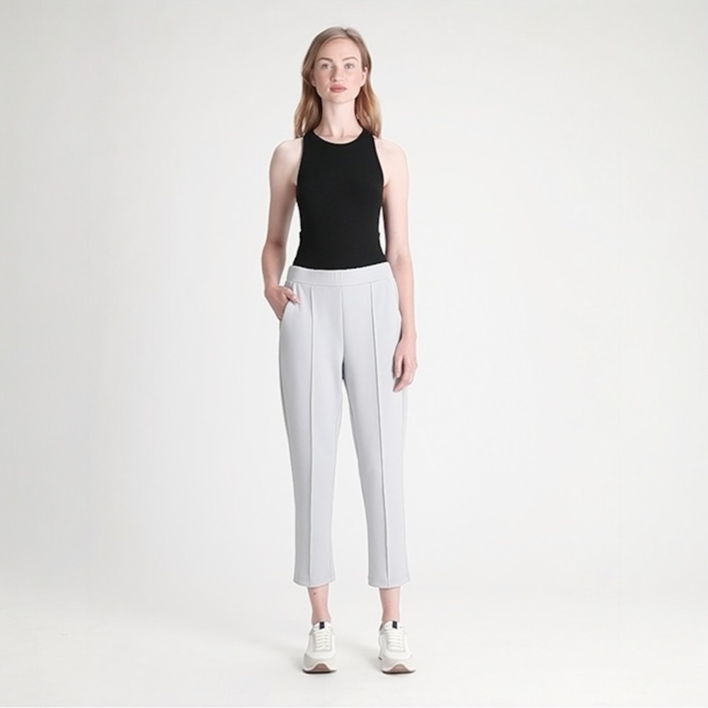 Banana Republic Scuba Knit Commuter Slim Pleated Pants In Silver Grey - Picture 10 of 10